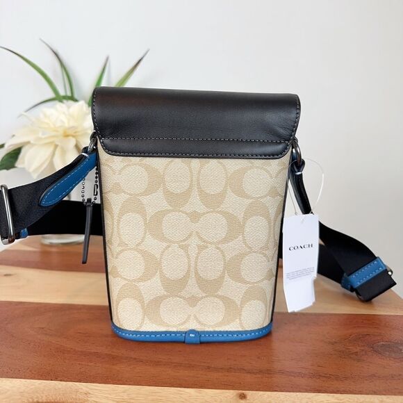 NWT Coach Track Small Flap‎ Crossbody In Colorblock Signature Canvas - Picture 3 of 8